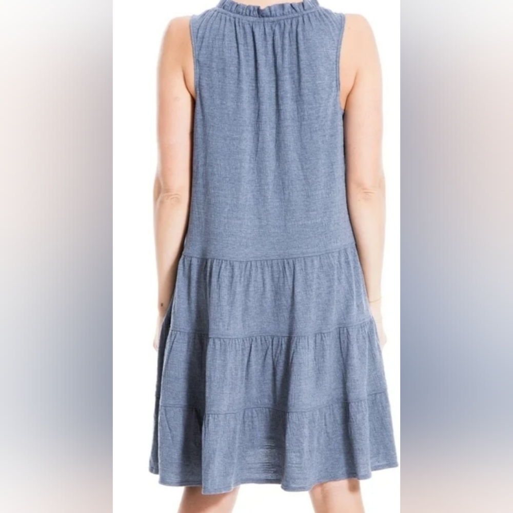 Max Studio Textured Denim Blue Above Knee Dress Or Tiered Tunic XL. NWOT - Picture 7 of 13